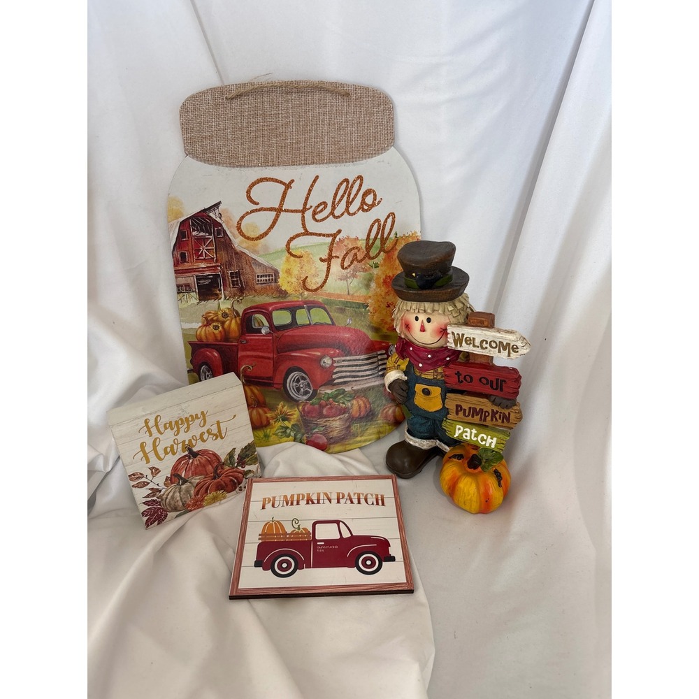 Fall Harvest Decor Set OS Multicolor Rustic Farmhouse 4pc Bundle